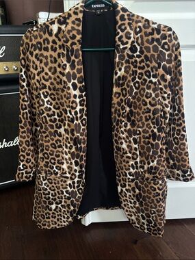Express Leopard Print Blazer - Brown, Tan & Black